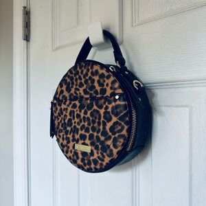 Brown Leopard Print Round Bag